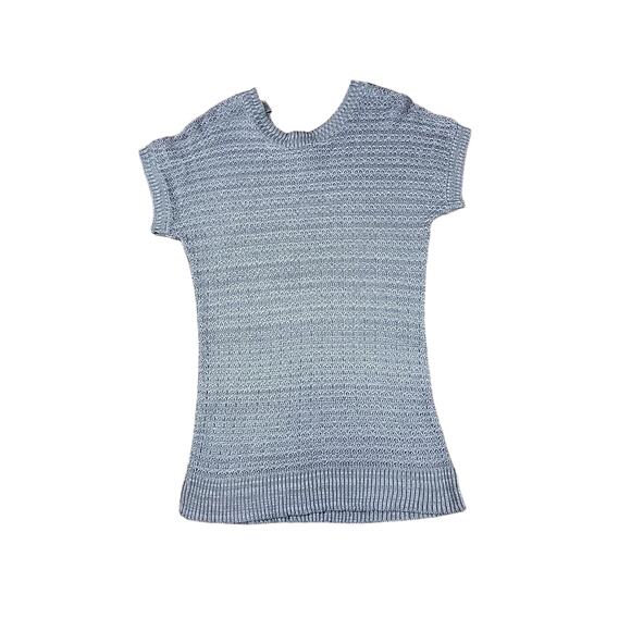 NWT Maurices Sz 1 Grey Open Knit Sweater Top Pullover Short Sleeves Oversize - Picture 2 of 10
